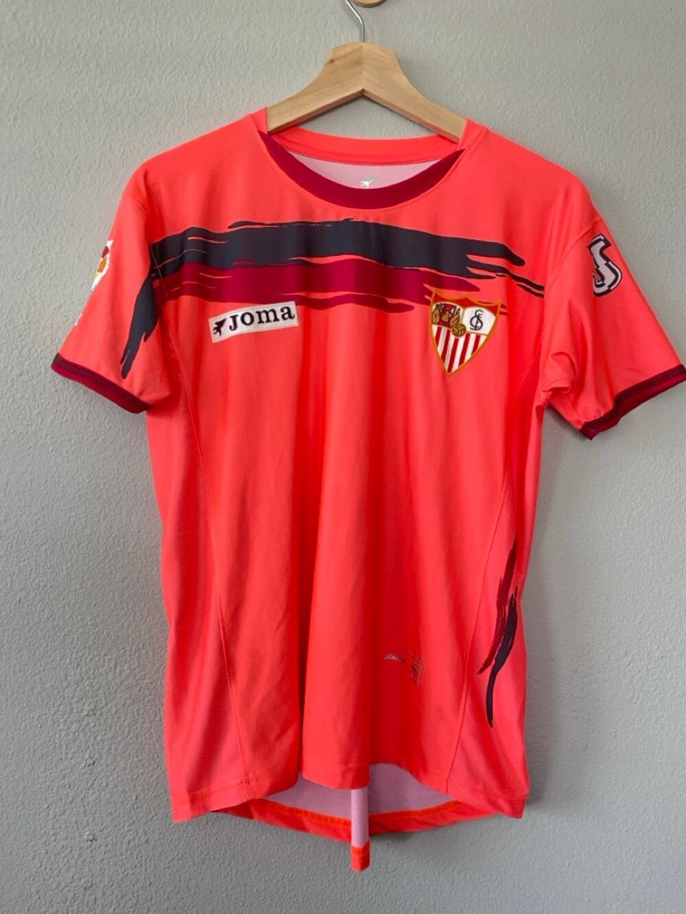 Vintage Joma Sevilla FC Third Jersey Salmon Pink Brushstroke Mens S Spain Y2K